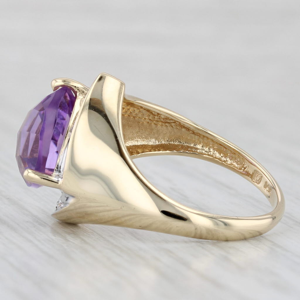 Light Gray 3.65ctw Amethyst Diamond Ring 14k Yellow Gold Size 6.25 Cocktail