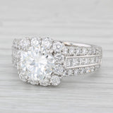 Neil Lane 3.14ctw Round Diamond Halo Engagement Ring 14k White Gold Size 6.5 GIA