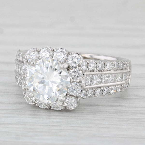 Neil Lane 3.14ctw Round Diamond Halo Engagement Ring 14k White Gold Size 6.5 GIA