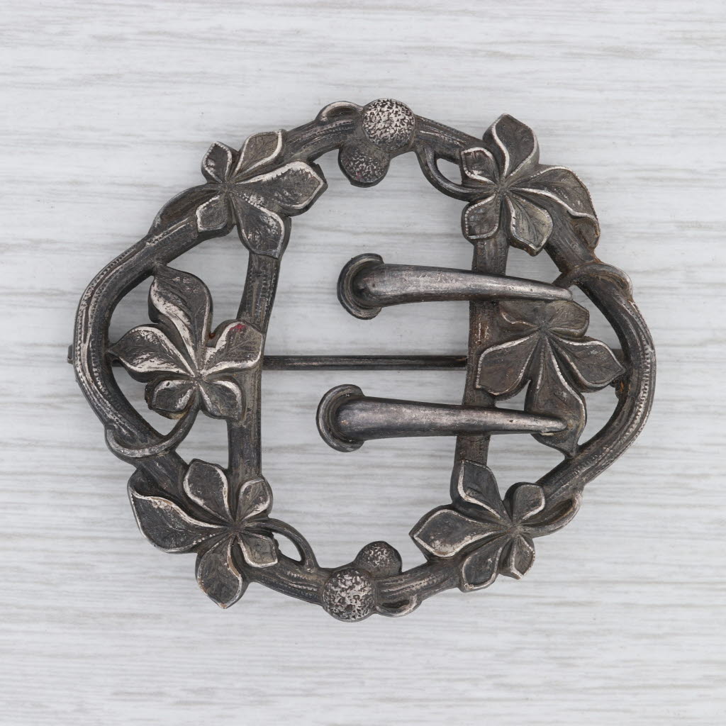 Vintage Floral Statement Brooch Fishol Nessler Hat Scarf Pin Fine Silver
