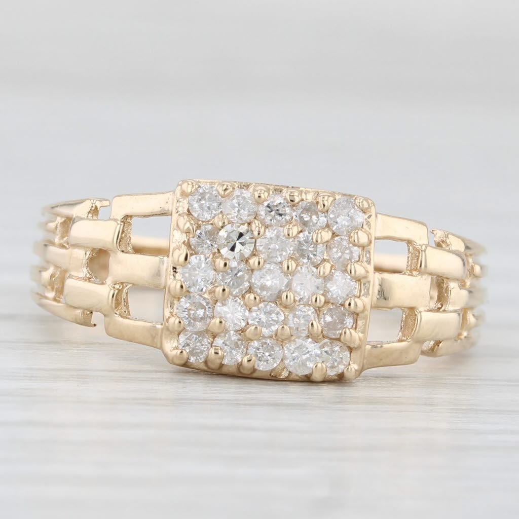 Light Gray 0.50ctw Diamond Cluster Ring 10k Yellow Gold Size 9