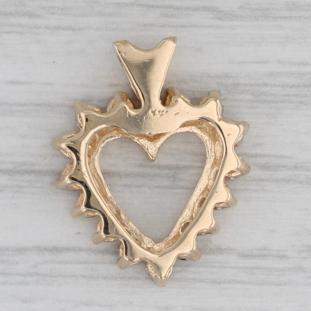 Gray 0.45ctw Diamond Halo Open Heart Pendant 14k Yellow Gold