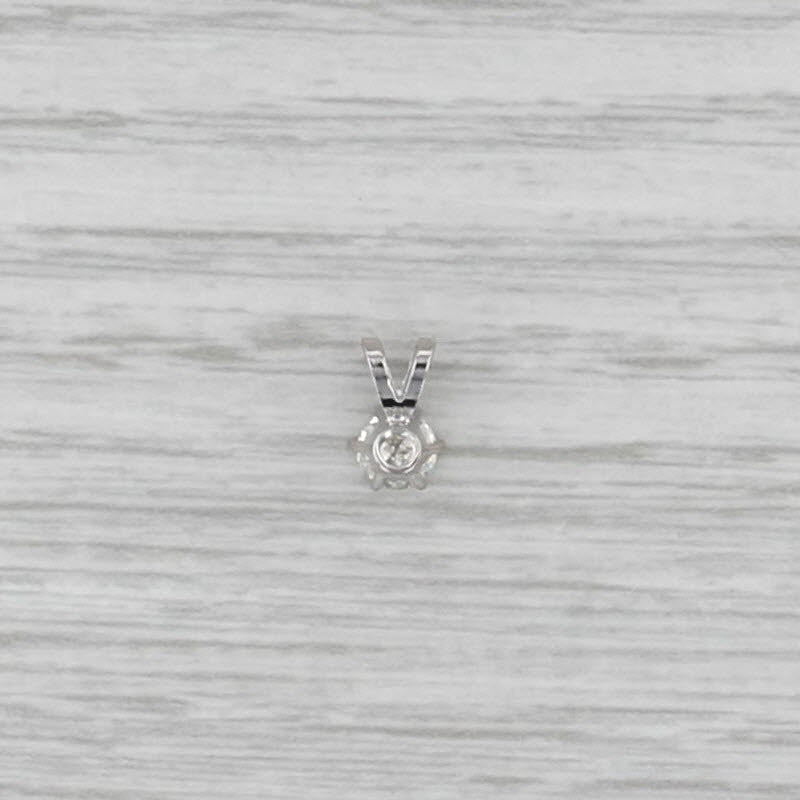 New 0.29ct Diamond Solitaire Pendant 14k White Gold 6 Prong Small Round Drop