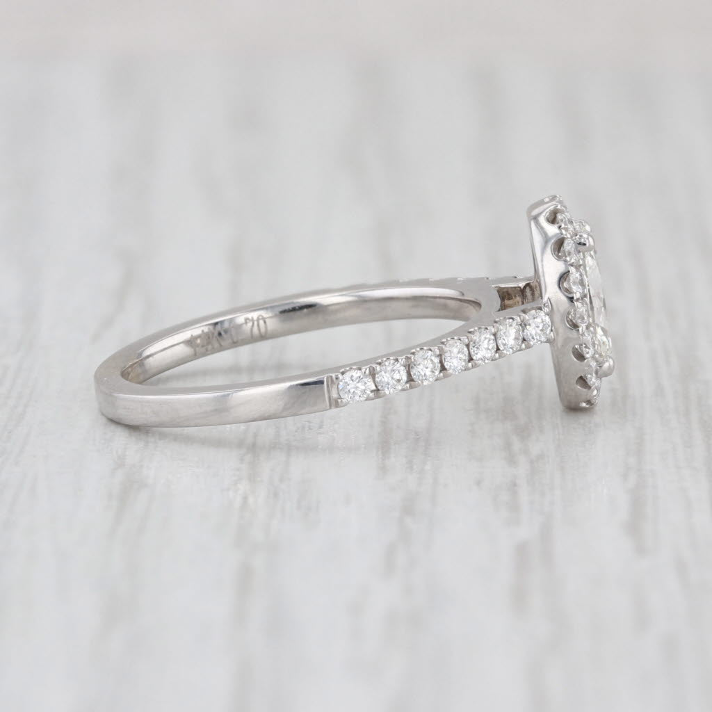GIA 1.05ctw Diamond Oval Halo Engagement Ring 14k White Gold Size 6.5