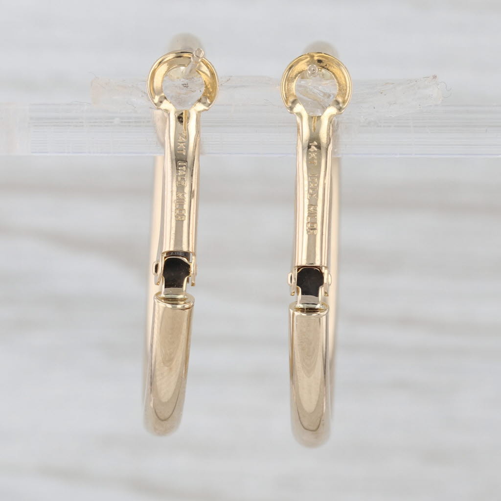 Round Hoop Earrings 14k Yellow Gold Snap Top Hoops 30.6 x 3.1mm