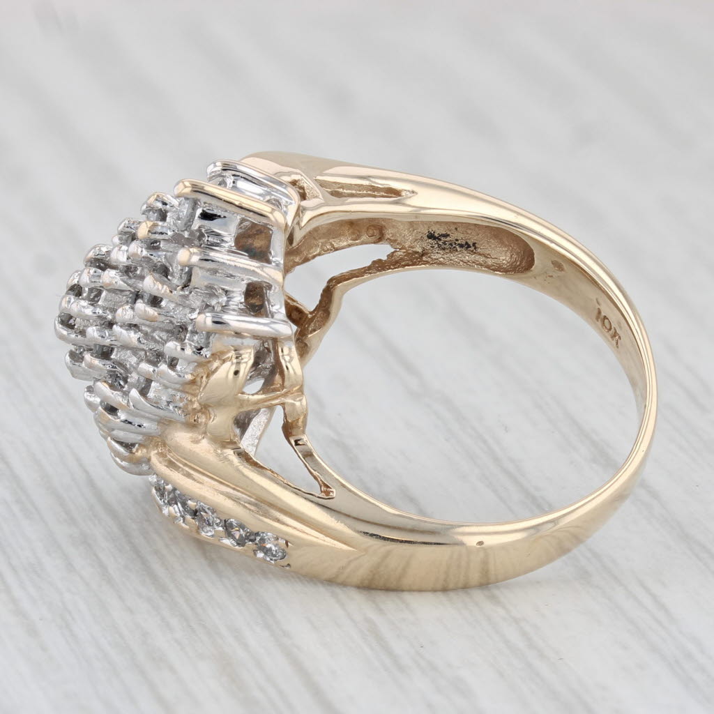 Light Gray 1.78ctw Diamond Cluster Ring 10k Yellow Gold Cocktail Size 7.25