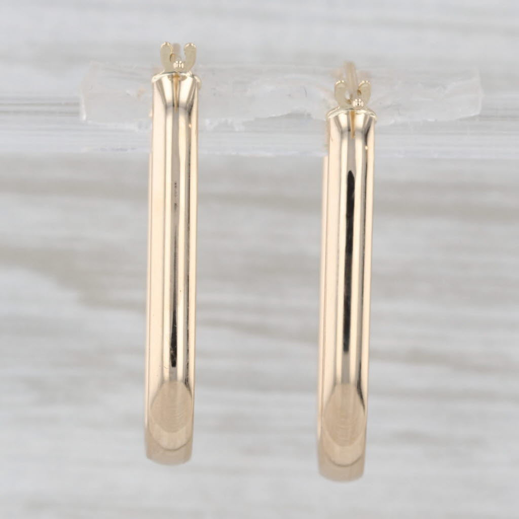 Oval Hoop Earrings 14k Yellow Gold 26.4 x 3mm Snap Top Hoops