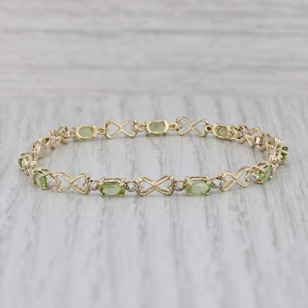 Gray 2.25ctw Peridot Tennis Bracelet 10k Yellow Gold 6.5" 4mm