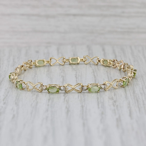 Gray 2.25ctw Peridot Tennis Bracelet 10k Yellow Gold 6.5" 4mm