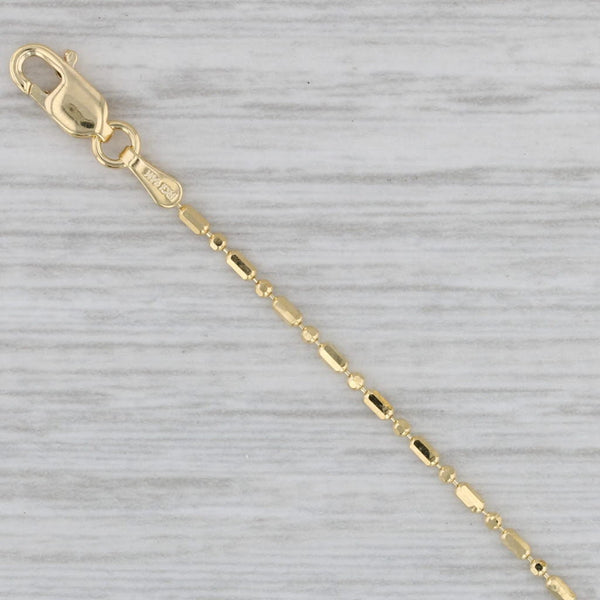 New Bead Chain 14k Yellow Gold 18" 1.1mm Lobster Clasp