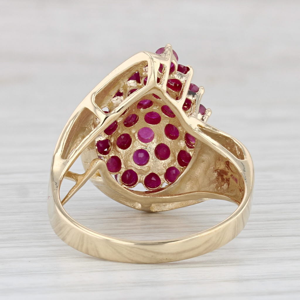 Light Gray 2ctw Ruby Cluster Ring 10k Yellow Gold Bypass Cocktail Size 9