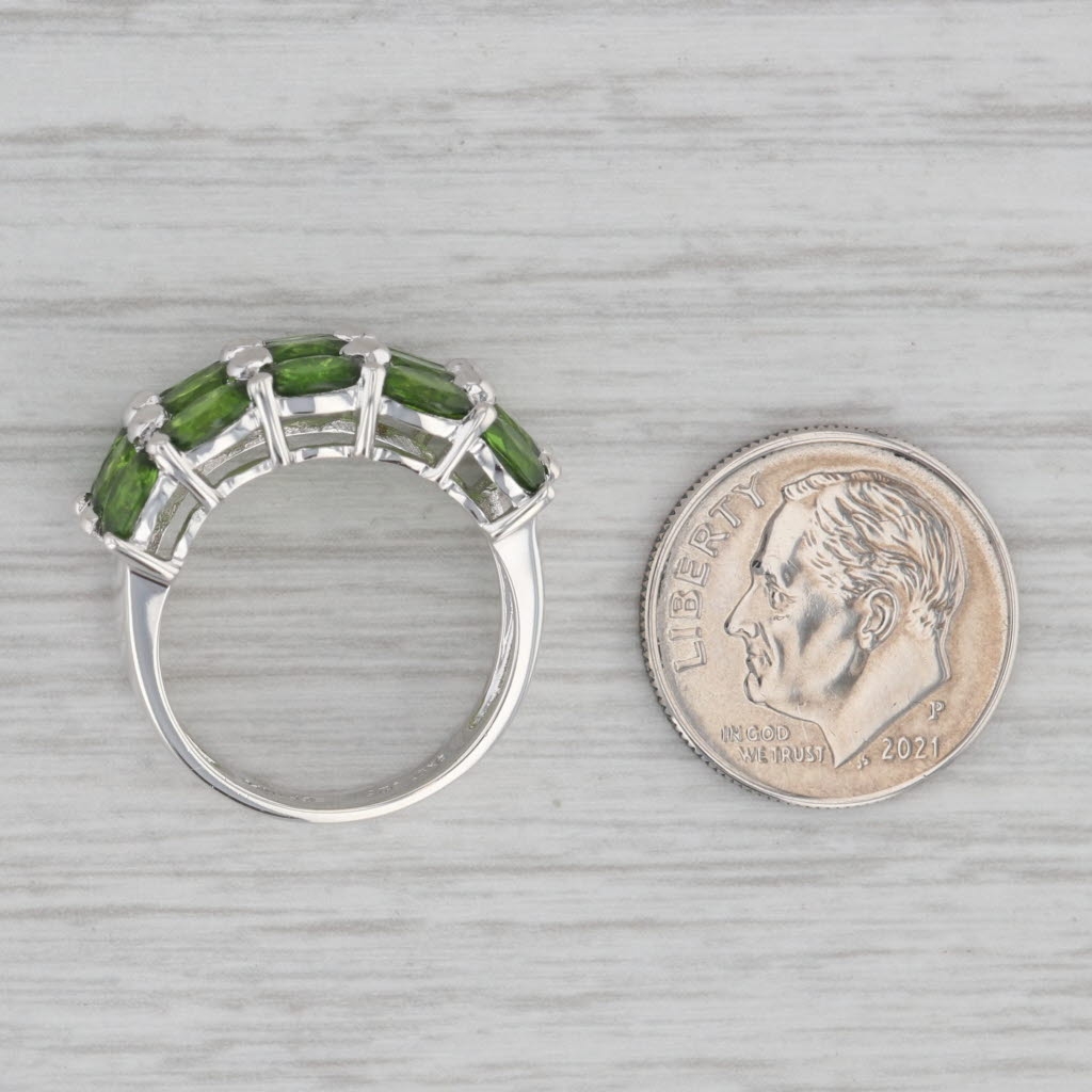 Gray 3.20ctw Green Chrome Diopside Cluster Ring Sterling Silver Size 6 Cocktail