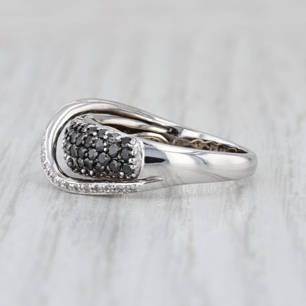 1ctw Black White Diamond Overlay Ring 14k White Gold Size 6.75 Pave Band