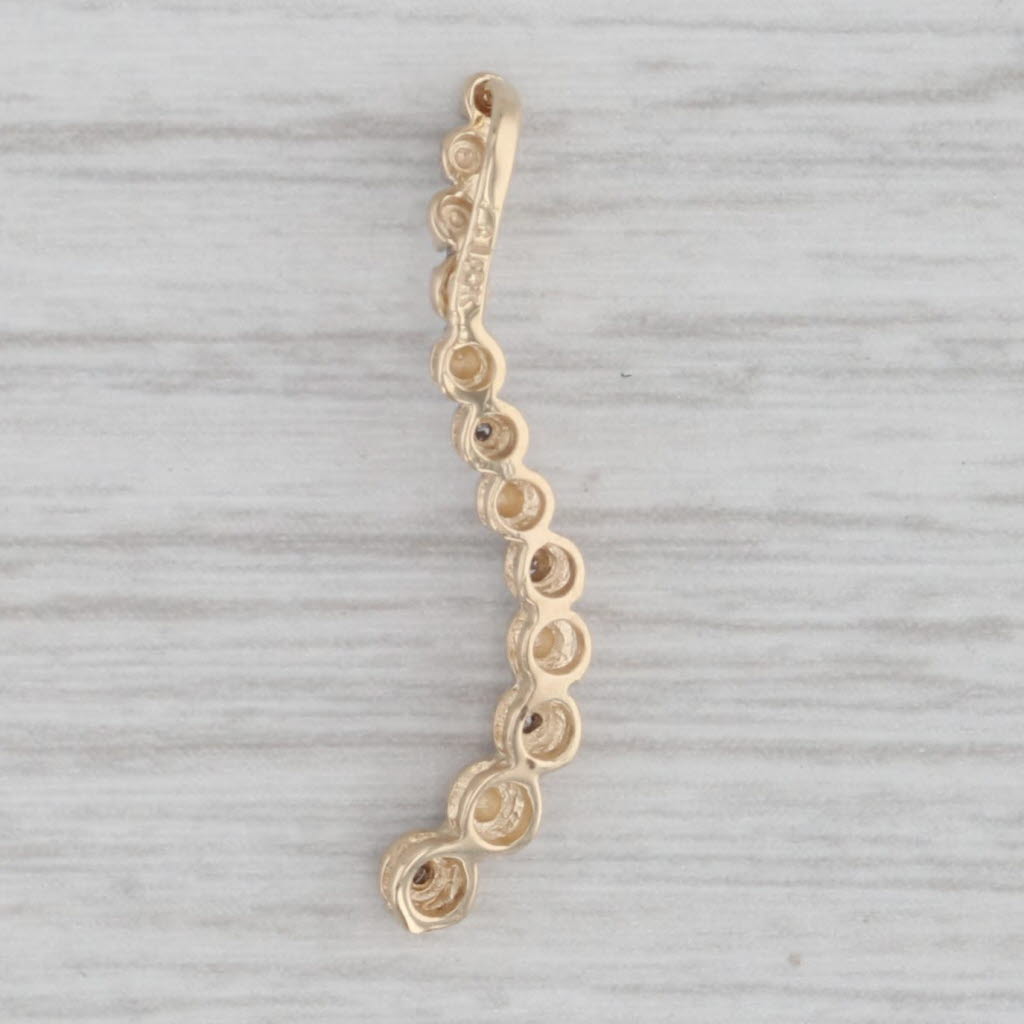 Gray Diamond Accented Journey Pendant 10k Yellow Gold Curved Floating Drop