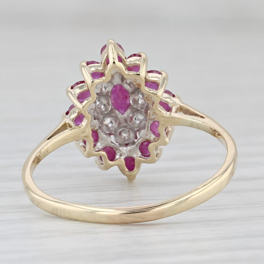 Light Gray 1.06ctw Ruby Diamond Halo Ring 10k Yellow Gold Size 7.75