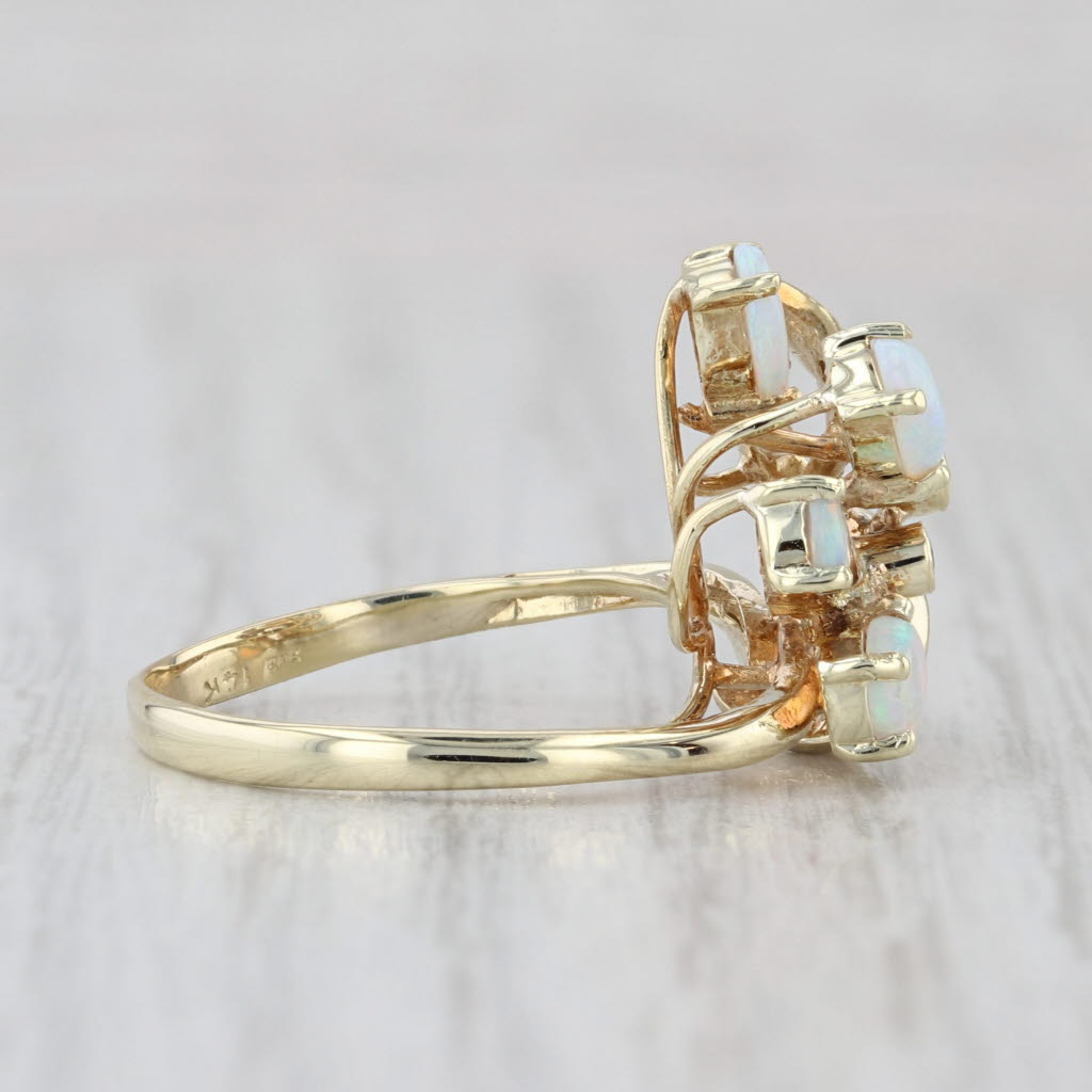 Vintage Opal Diamond Cluster Ring 14k Yellow Gold Size 5.75
