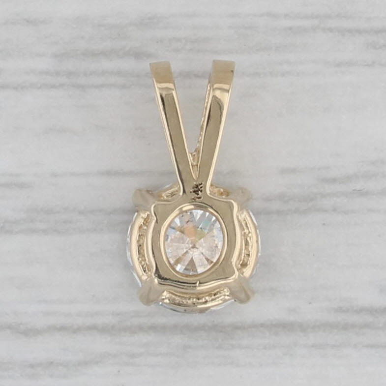 Gray 0.64ct Round Diamond Solitaire Pendant 14k Yellow Gold Small Drop