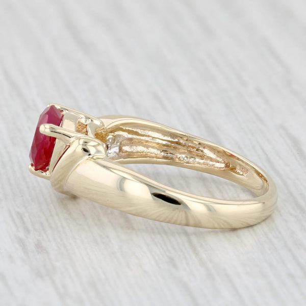 0.92ctw Lab Created Ruby Diamond Ring 10k Yellow Gold Size 5