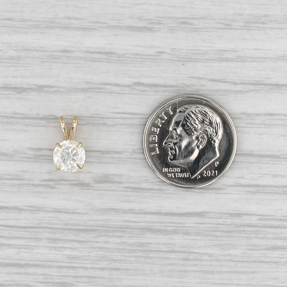 New 0.98ct Round Diamond Solitaire Pendant 14k Yellow Gold Small Drop