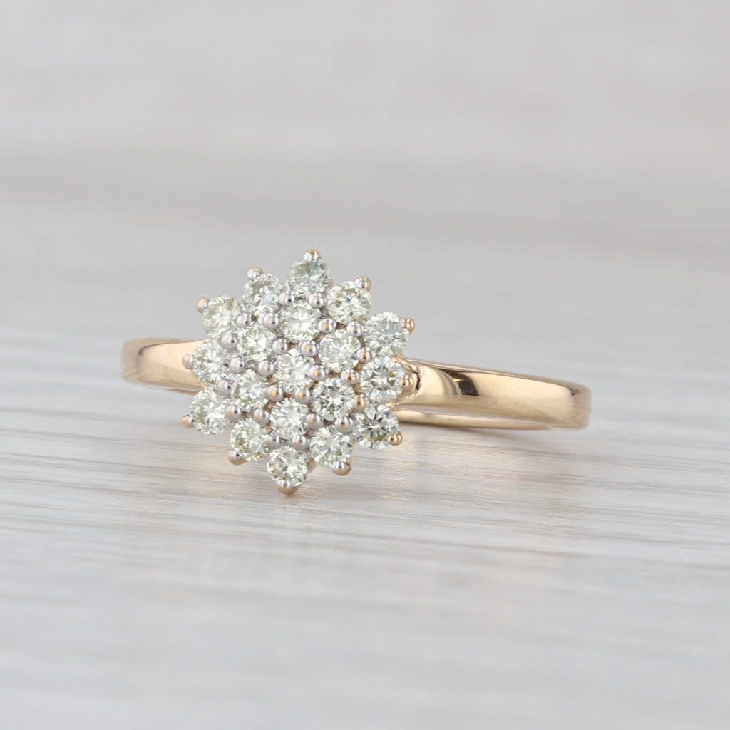 0.59ctw Diamond Cluster Ring 18k Yellow Gold Size 8 COA Engagement