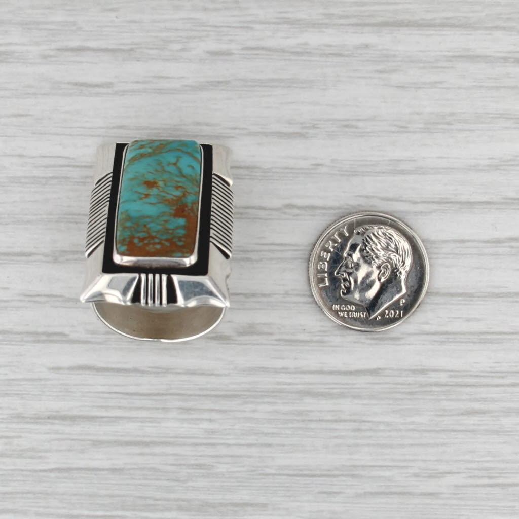 Vintage Tim Bedah Navajo Ring Sterling Silver Turquoise Native American Sz 7.75