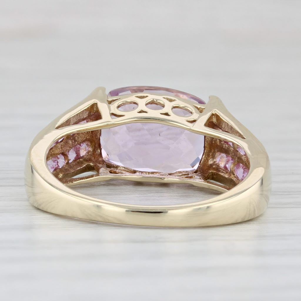 Light Gray 4.80ct Pink Sapphire Kunzite Ring 10k Yellow Gold Size 7