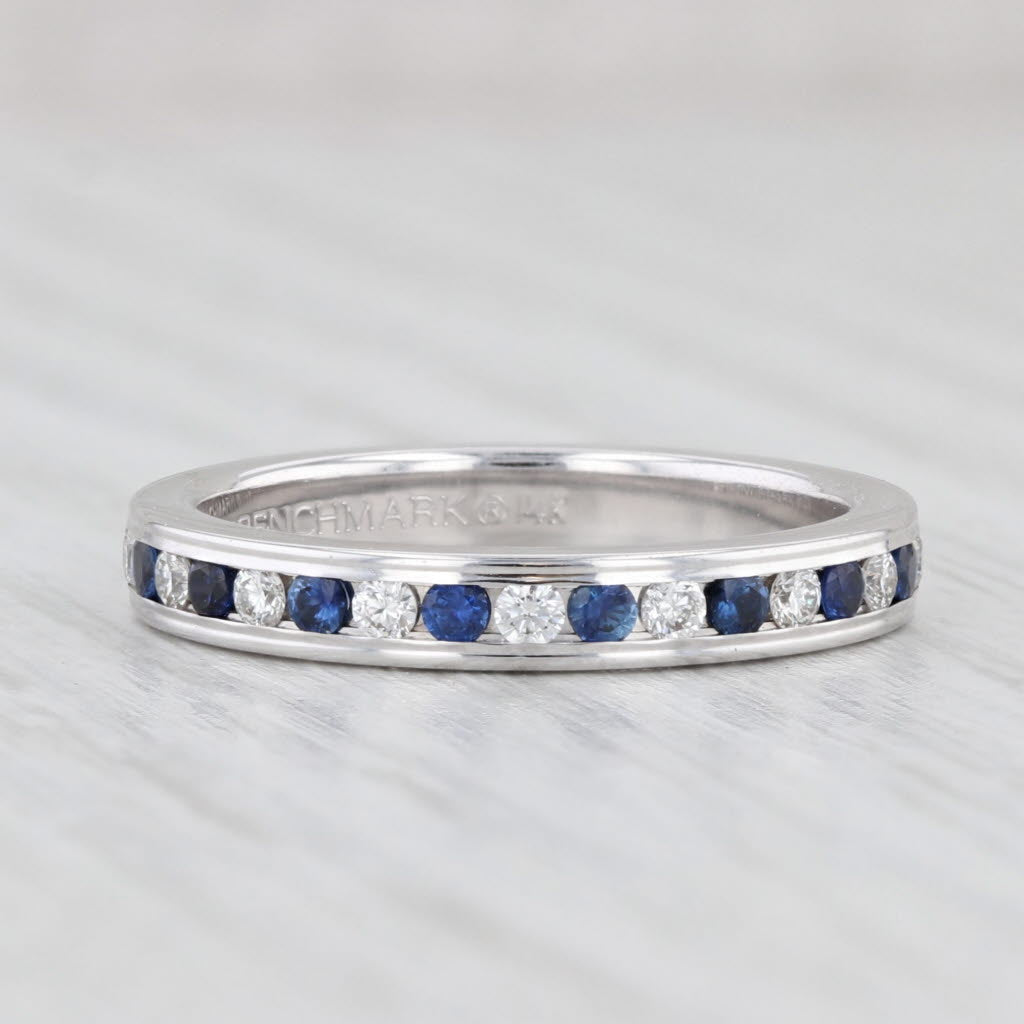 Light Gray New 0.80ctw Sapphire Diamond Eternity Ring 14k Gold Size 6 Stacked Wedding Band