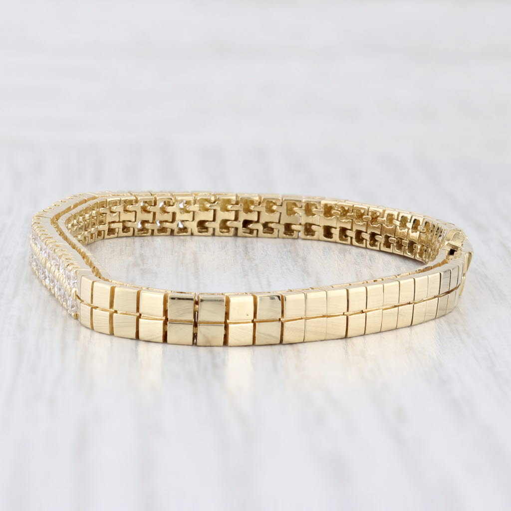 Light Gray 2ctw Diamond Tennis Omega Chain Bracelet 18k Yellow Gold 6.5" 5mm