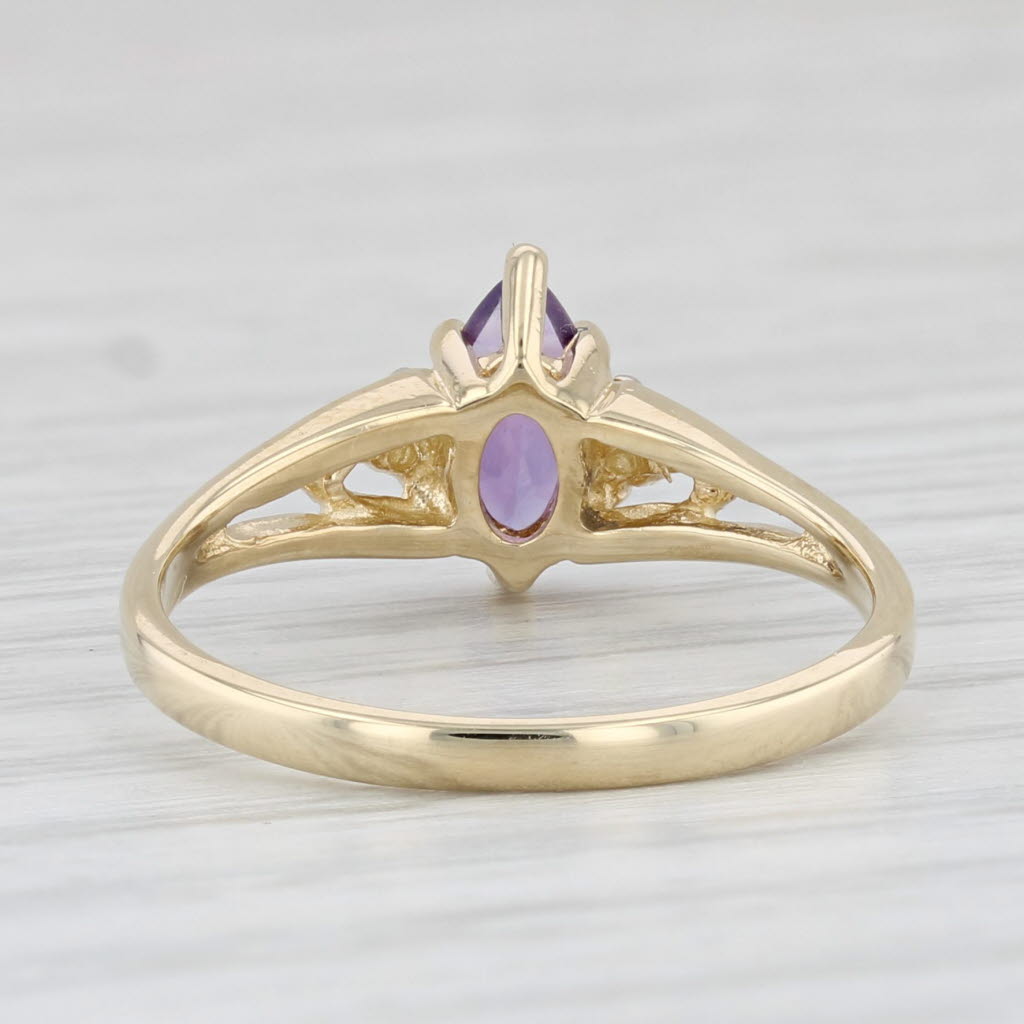 Light Gray 0.50ct Marquise Amethyst Diamond Ring 14k Yellow Gold Size 6.75