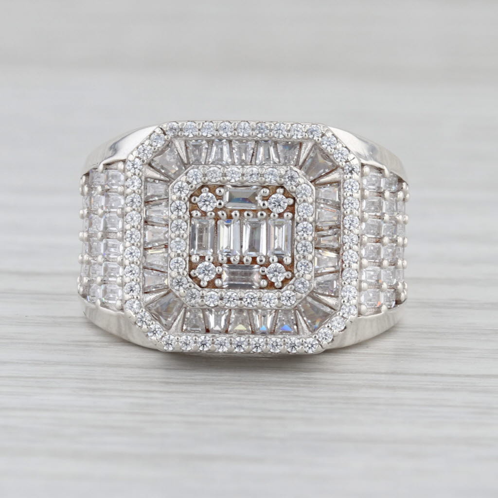 3.40ctw Cubic Zirconia Halo Ring Sterling Silver Size 9