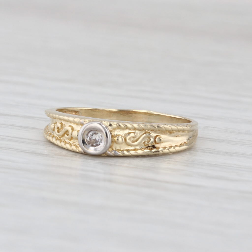 Diamond Solitaire Ring 14k Yellow Gold Size 7.5 Stackable Band