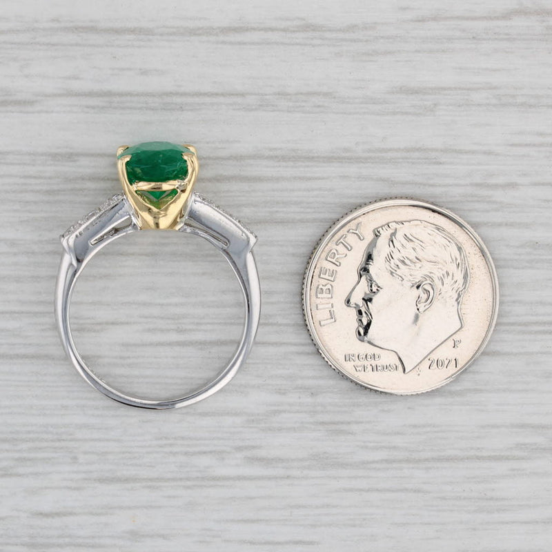 Gray 1.76ctw Oval Emerald Diamond Ring Platinum 18k Gold Engagement Size 4.75