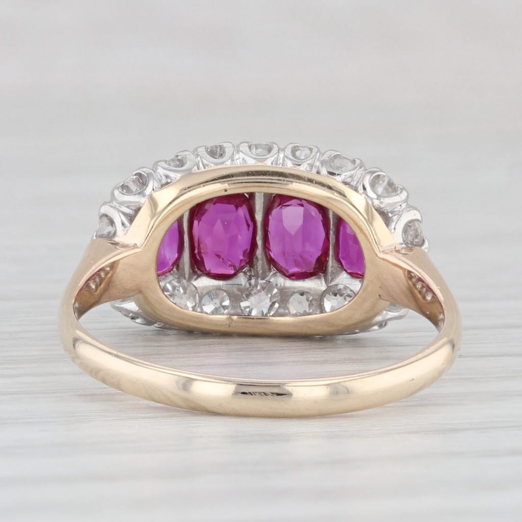 Light Gray 2.03ctw Vintage Ruby Diamond Ring 10k Yellow Gold Platinum Size 8.75