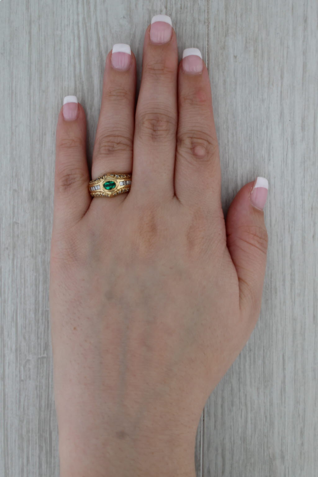 0.96ctw Lab Created Emerald Diamond Ring 18k Yellow Gold Size 6.25-6.5