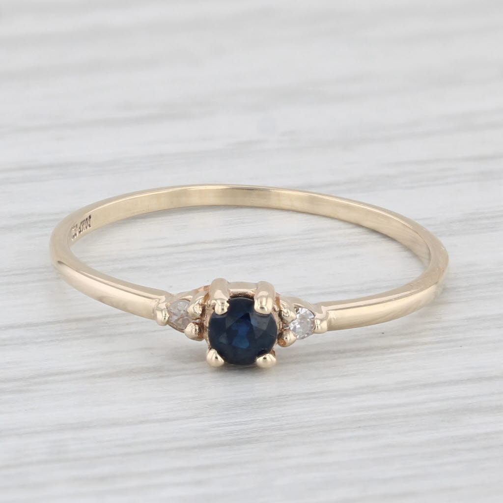 Light Gray 0.20ctw Blue Sapphire Diamond Ring 10k Yellow Gold Size 6.25 Small Stackable