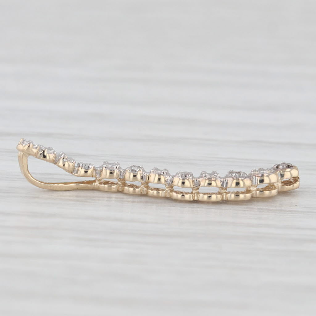 Light Gray Diamond Accented Journey Pendant 10k Yellow Gold Curved Floating Drop