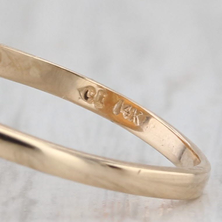Orange Moonstone Cabochon Ring 14k Yellow Gold Size 8