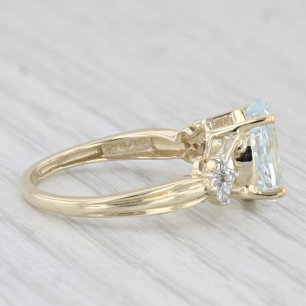 Light Gray 2.22ctw Pear Aquamarine Diamond Ring 10k Yellow Gold Size 6