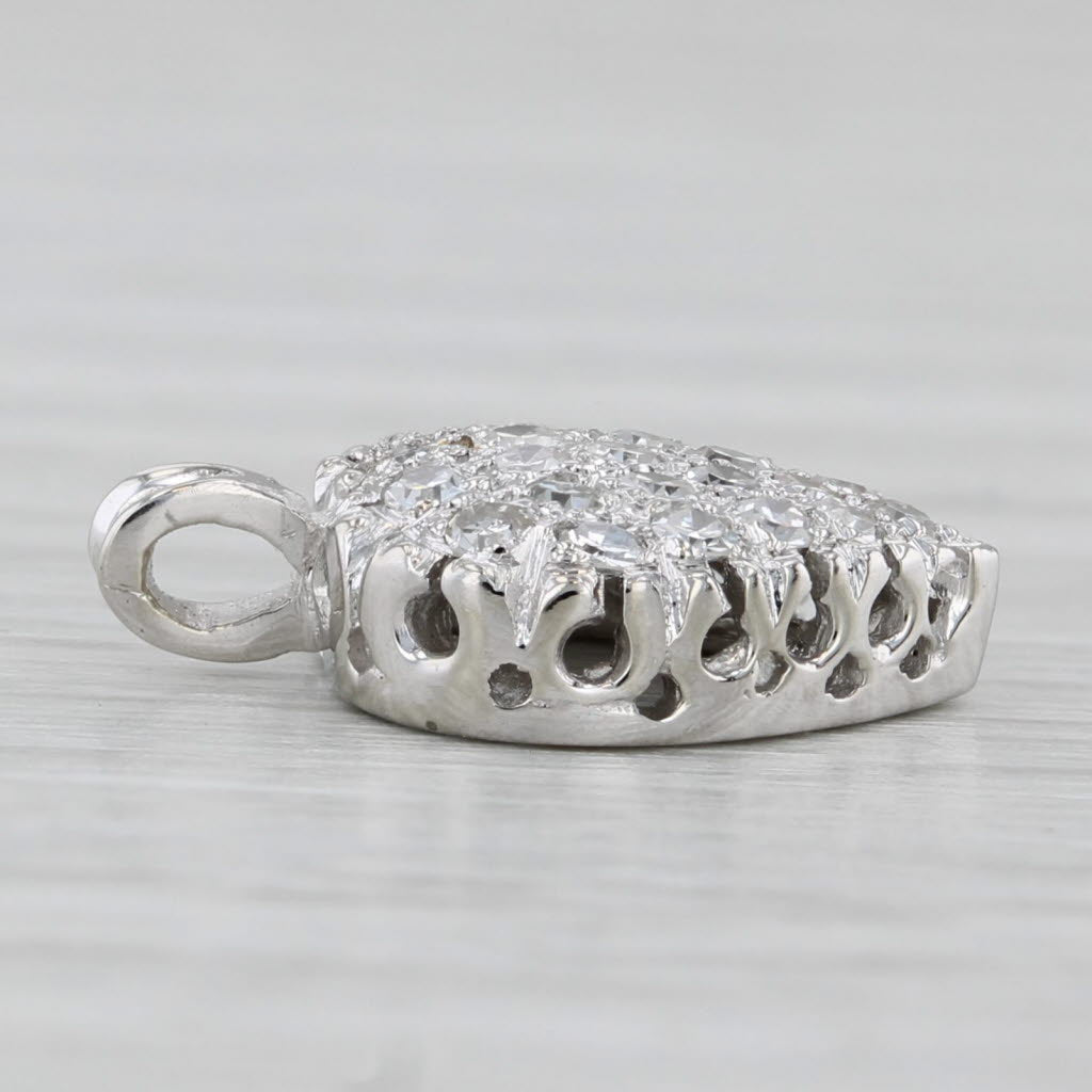 Light Gray Vintage 0.20ctw Pave Diamond Small Heart Pendant 14k White Gold