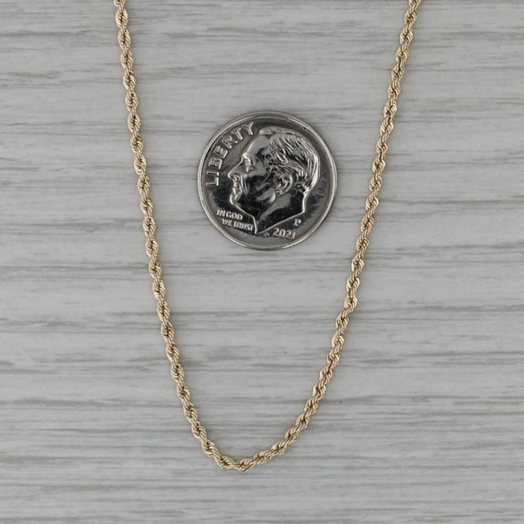 24.25" 1.6mm Rope Chain Necklace 14k Yellow Gold Italy