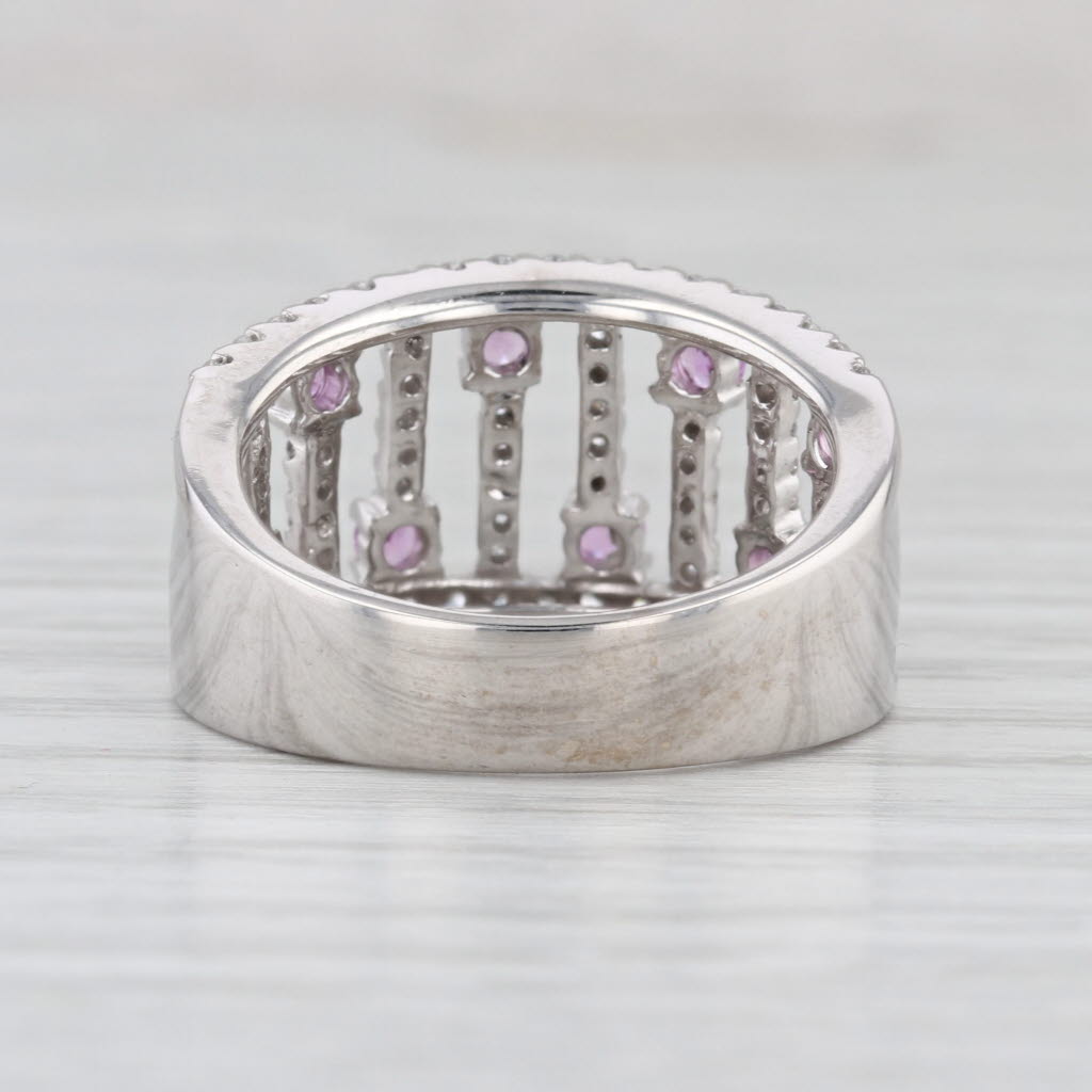 0.93ctw Pink Sapphire Diamond Ring 14k White Gold Size 7.25 Cocktail