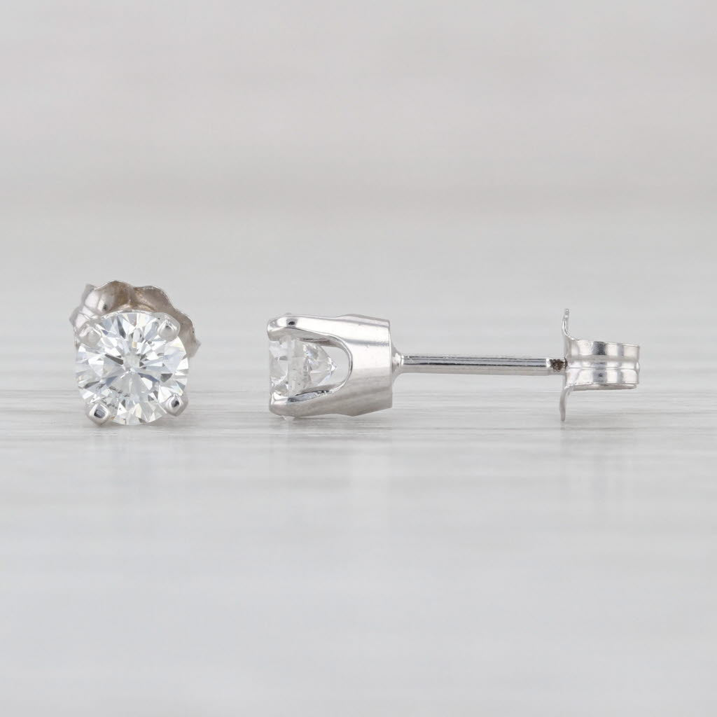0.50ctw Diamond Stud Earrings 14k White Gold Round Solitaire Studs