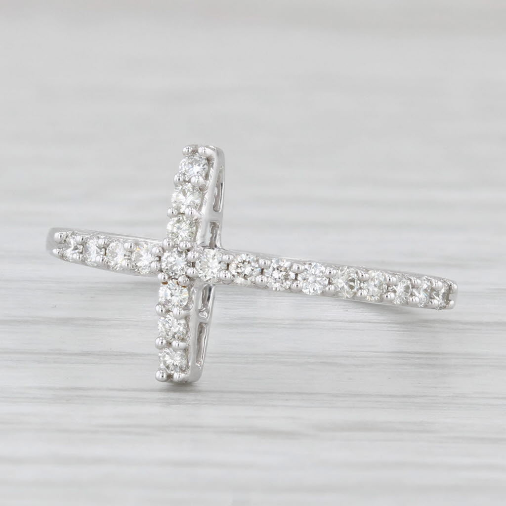 Light Gray New 0.25ctw Diamond Cross Ring 14k White Gold Size 6.25