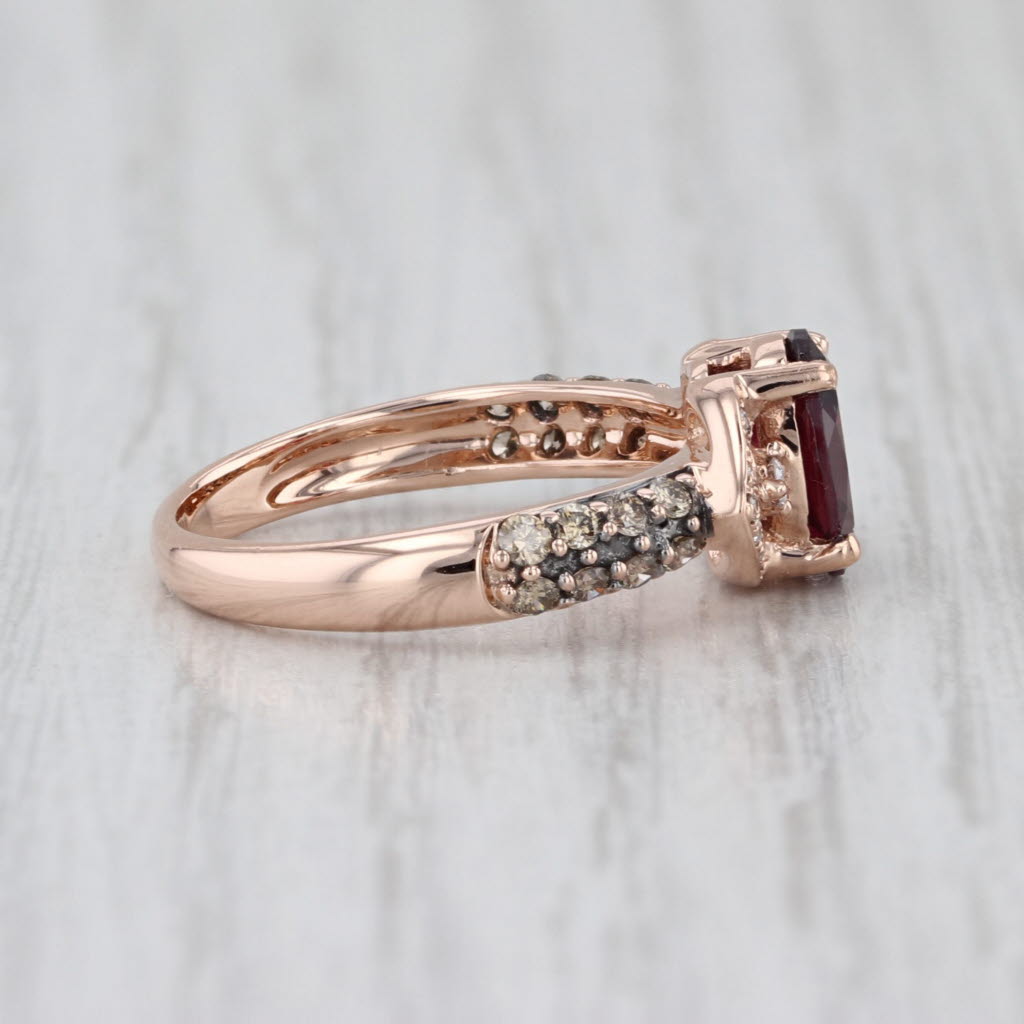 0.91ctw Rhodolite Garnet Champagne White Diamond Ring 14k Rose Gold Size 5.75