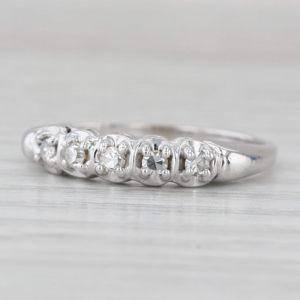 0.12ctw Diamond Wedding Band 14k White Gold Size 5.5 Stackable Ring
