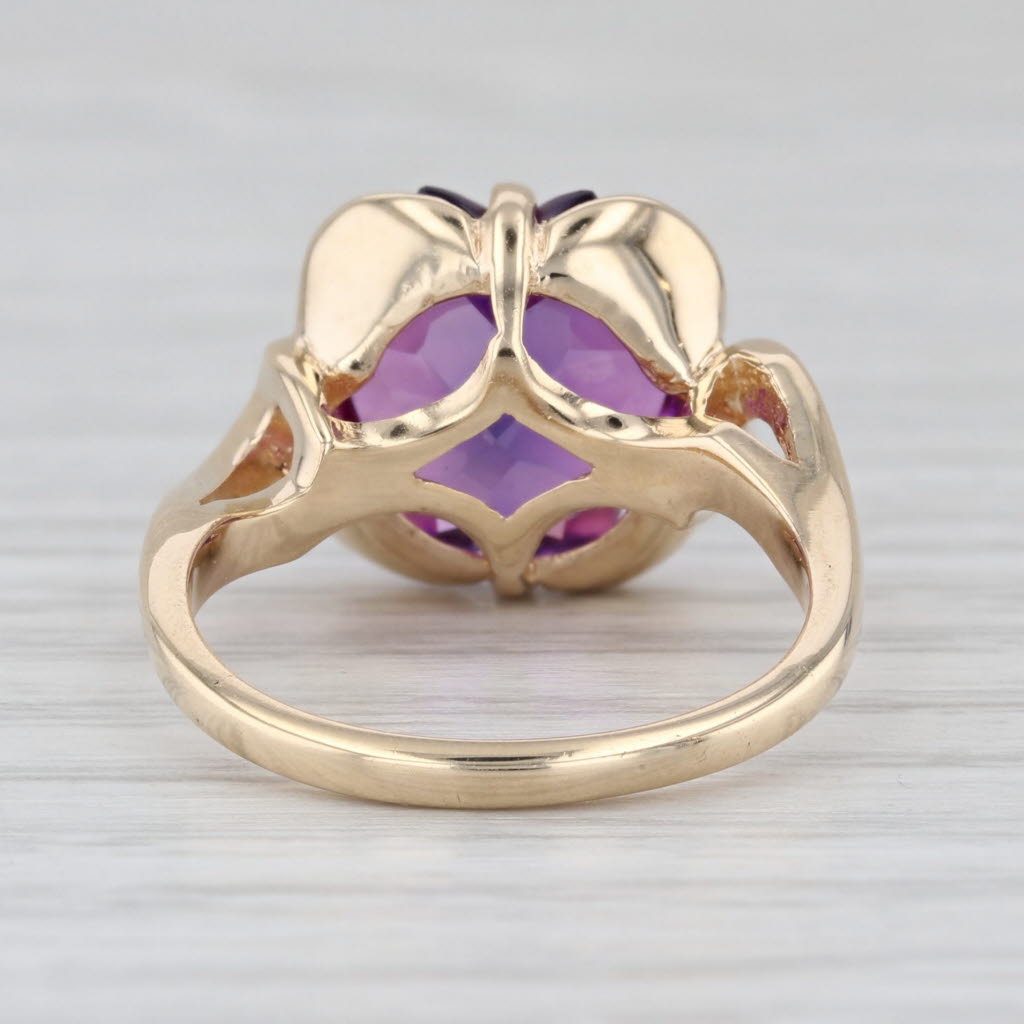 6.40ct Lab Created Purple Sapphire Solitaire Star Ring 14k Yellow Gold Size 6.75