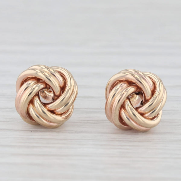 Love Knot Stud Earrings 14k Rose Gold Small Round Studs