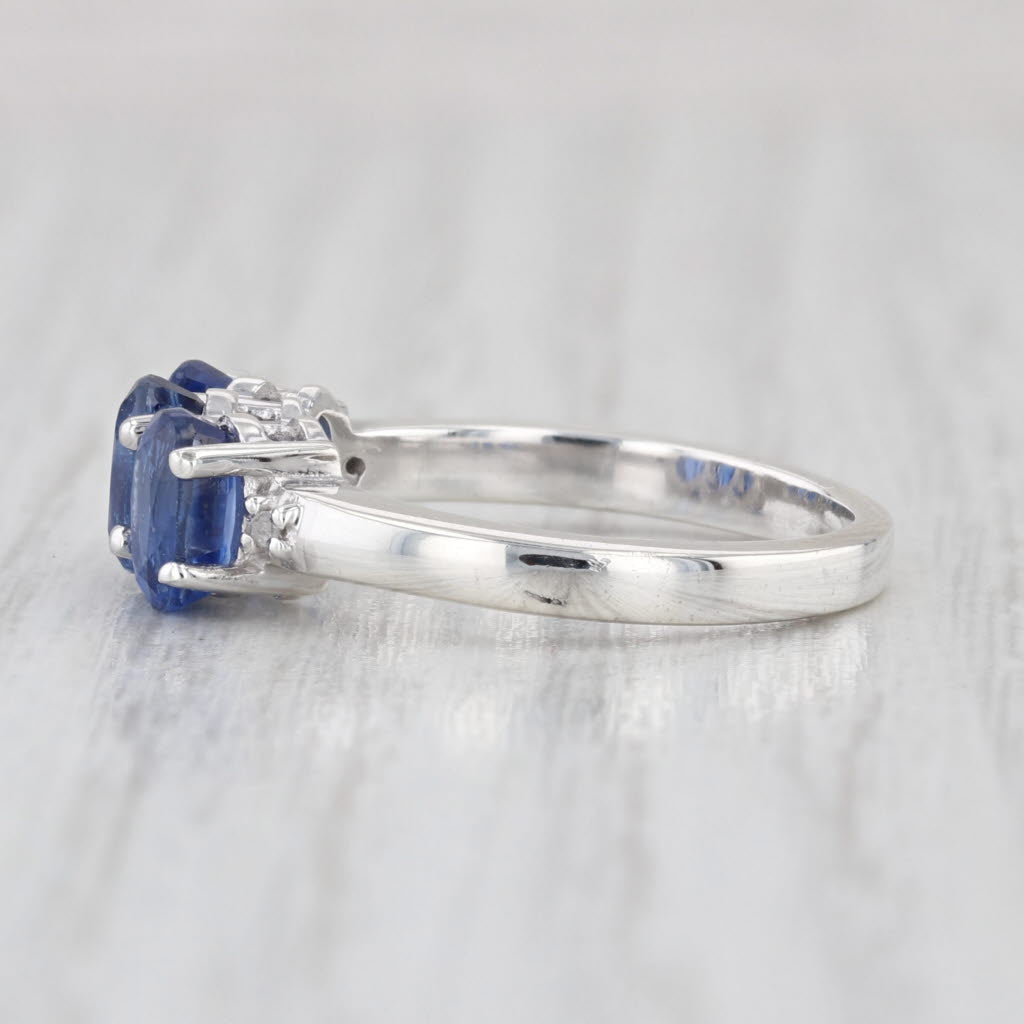 1.75ctw Oval 3-Stone Blue Kyanite Ring Sterling Silver Size 6