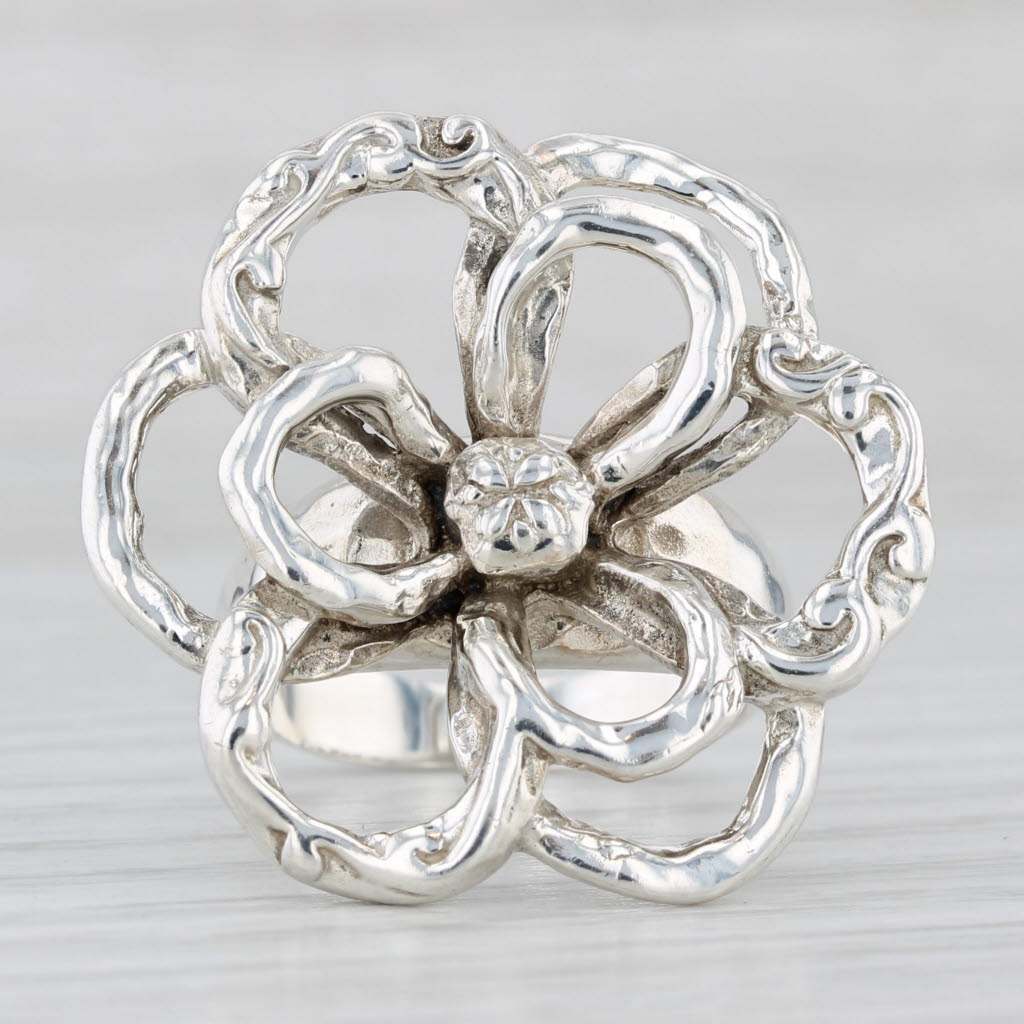 Light Gray Silpada Flower Power Statement Ring Sterling Silver Size 7