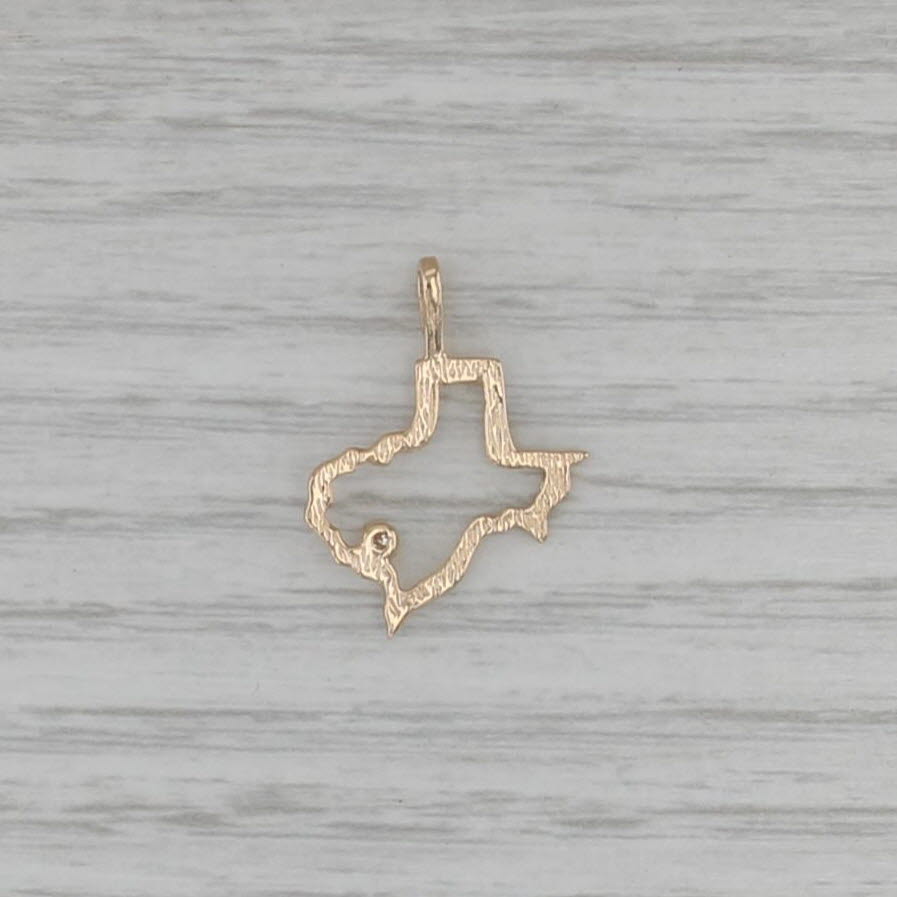 Diamond Texas Pendant 14k Yellow Gold Charm US State Souvenir